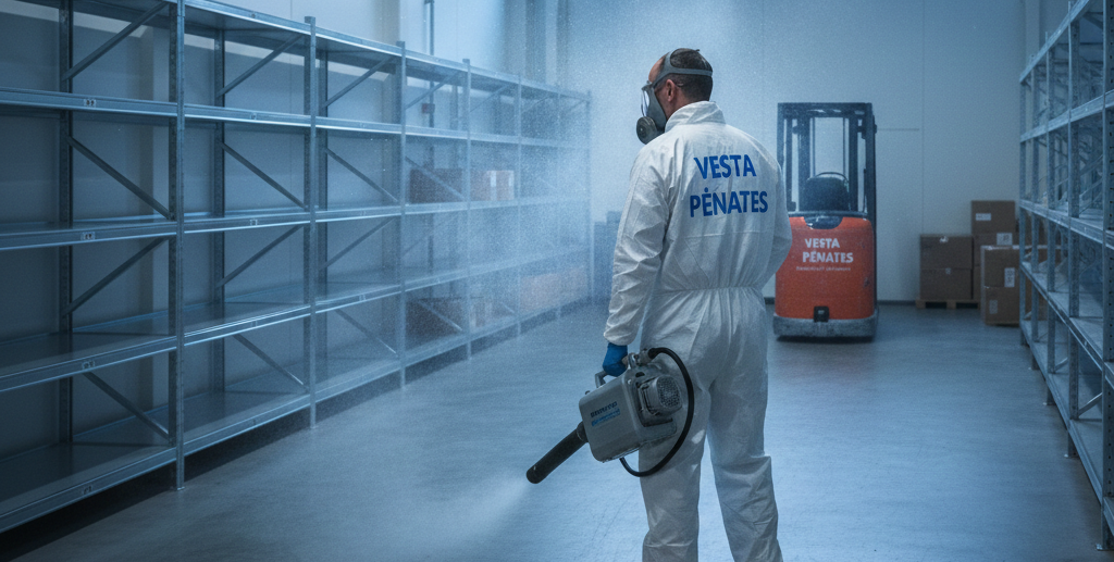 Nébulisation professionnelle pour désinsectisation et désinfection en entrepôt